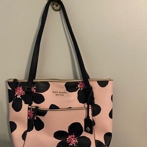 Kate Spade Pink and Black Polka Dot Tote